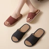 Retro linen slippers, women's spring and autumn indoor anti-slip soft-soled silent slippers, men's outdoor striped cotton and linen floor slippers Specification image